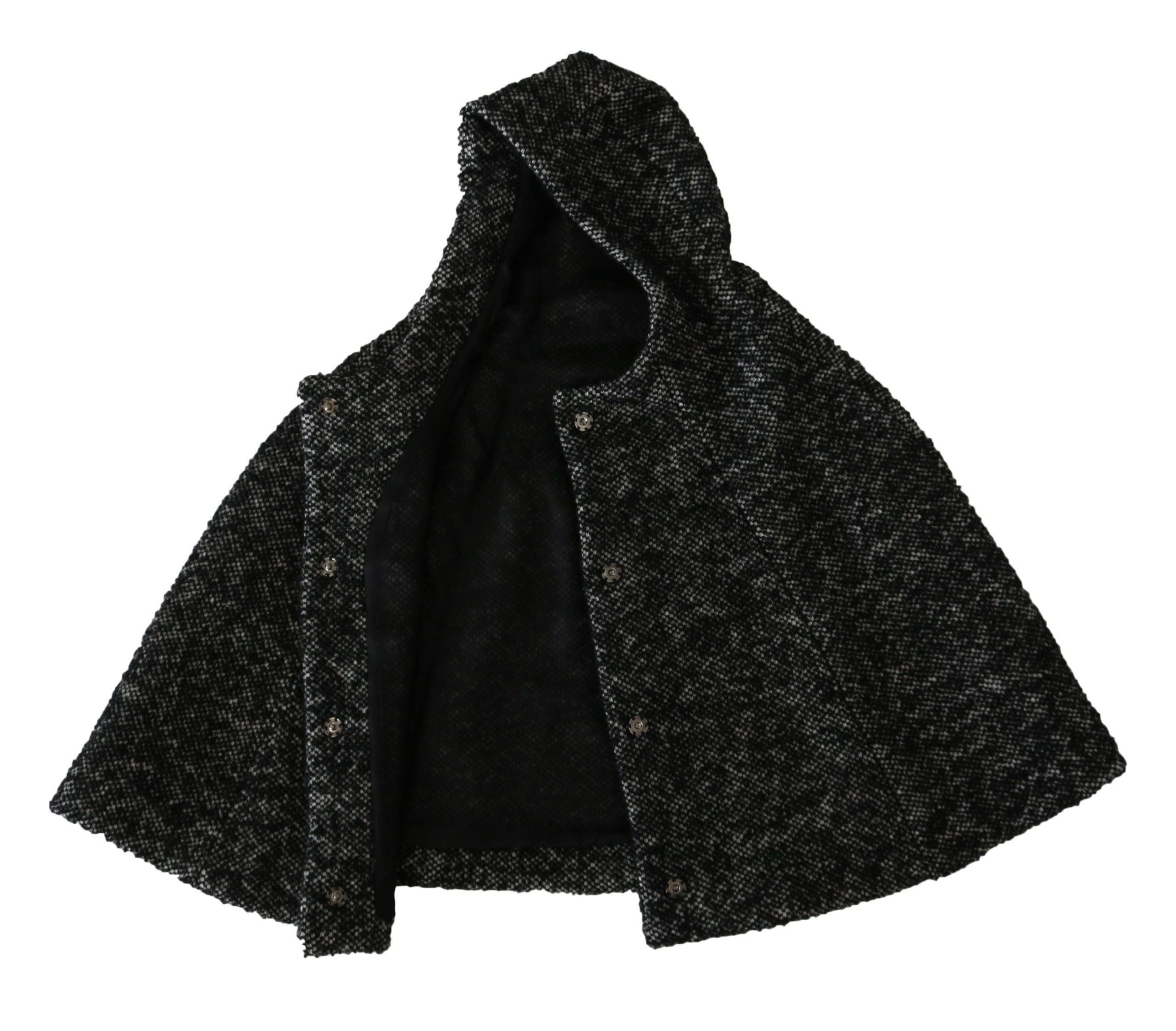 Elegant Gray Wool Hooded Scarf