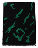 Elegant Wool Silk Black Unisex Scarf