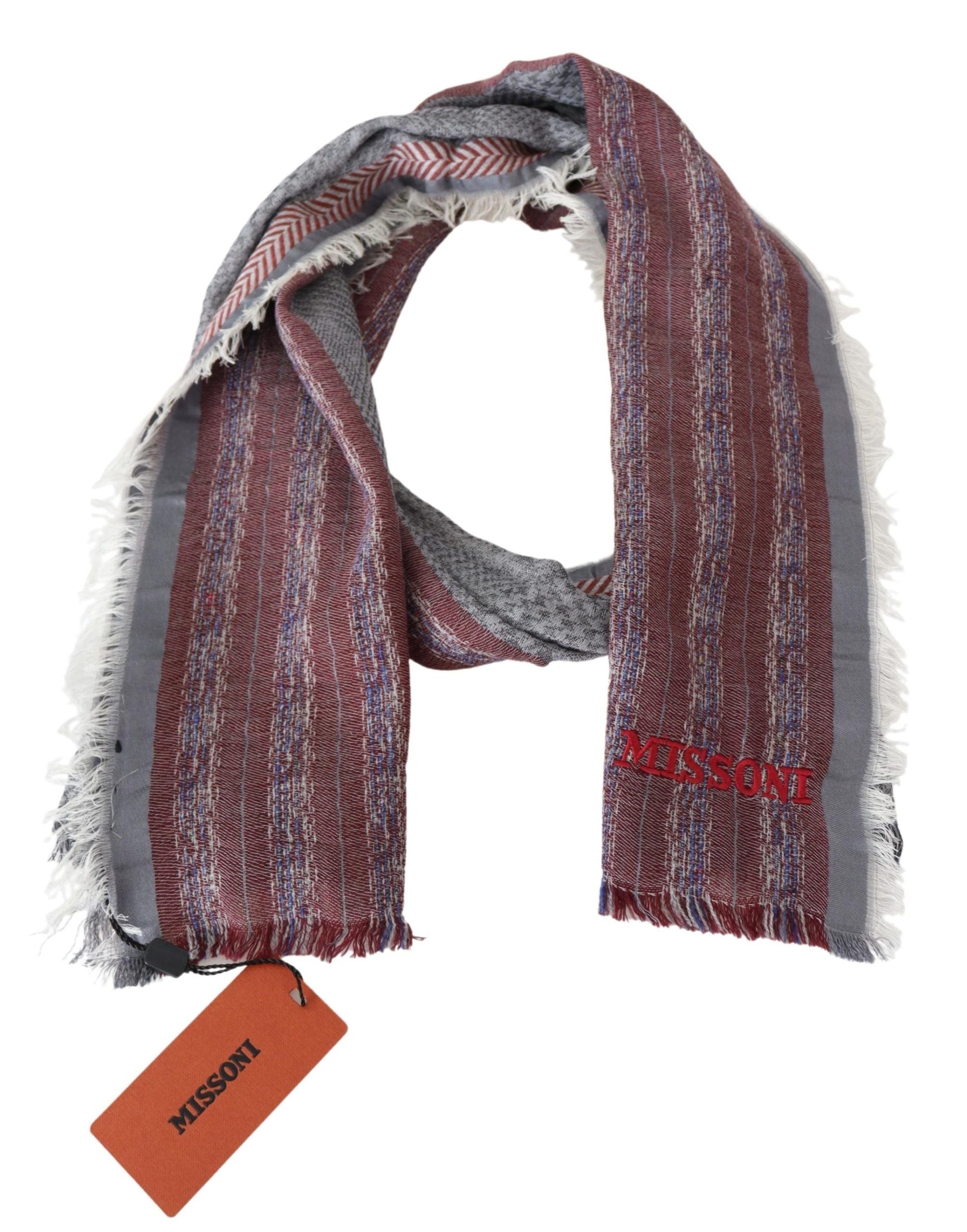 Chic Multicolor Wool Blend Designer Scarf