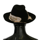 Elegant Black Lapin Wide Brim Panama Hat