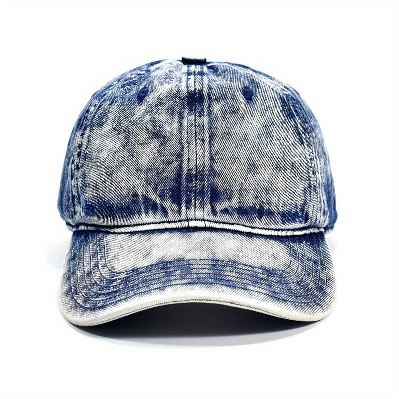 Distressed Vintage Style Washed Denim Baseball Cap