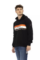 Automobili Lamborghini Black Cotton Men Sweatshirt with Side Zip Pockets