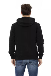 Automobili Lamborghini Black Cotton Men Sweatshirt with Side Zip Pockets