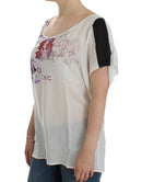 Costume National Chic White V-Neck Motive Print Tee