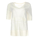 Patrizia Pepe Chic Linen Crochet Detail T-Shirt