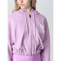 Purple Cotton Women Sweater With Zip Closure