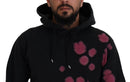 Black Tie Dye Cotton Hooded Sweatshirt Sweater