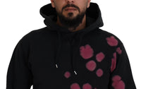 Black Tie Dye Cotton Hooded Sweatshirt Sweater