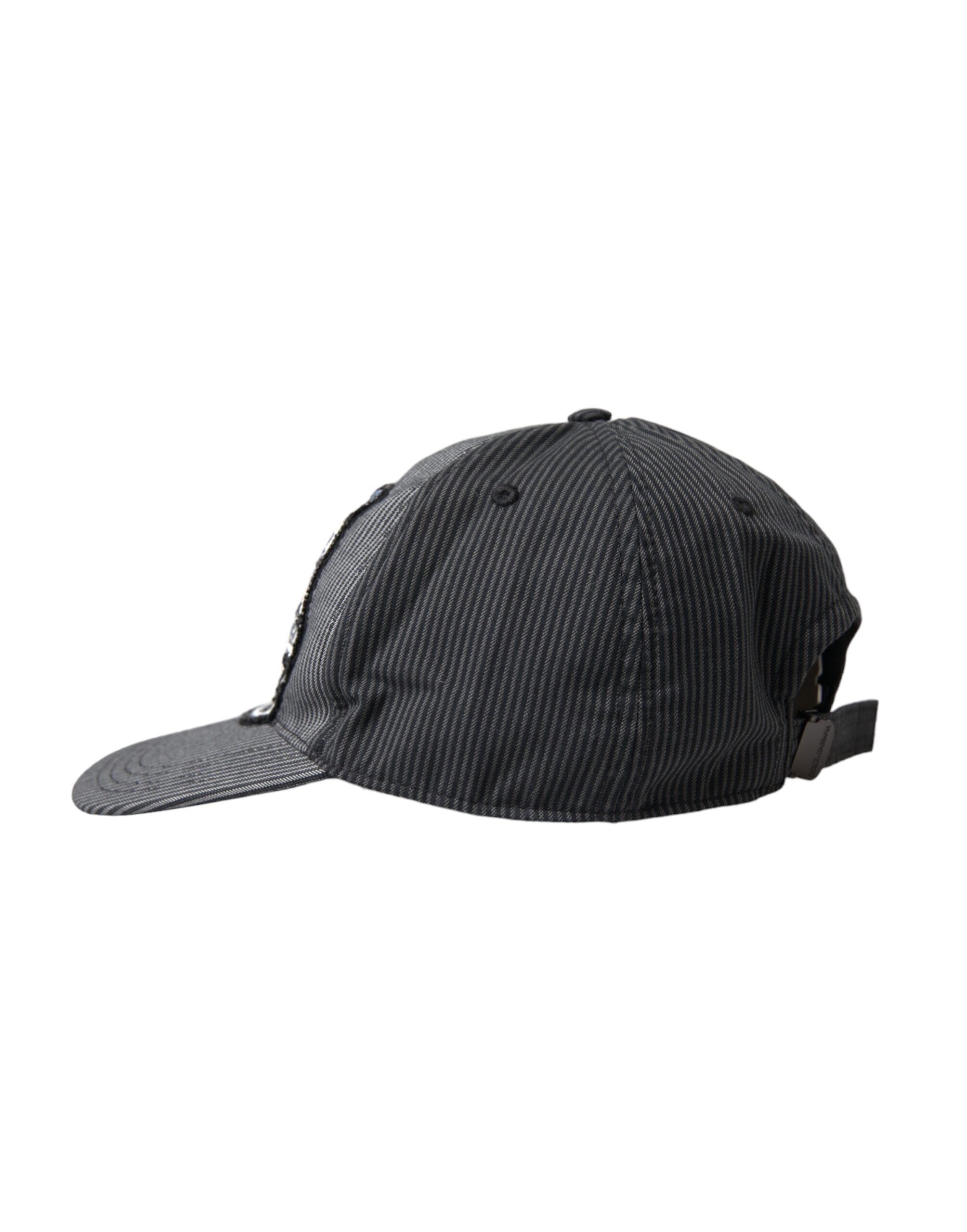 Black Cotton Embellished Baseball Hat