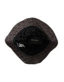 Black Gray Patterned Leather Bucket Hat