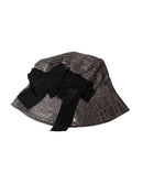 Black Gray Patterned Leather Bucket Hat