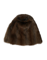 Brown Weasel Fur Women's Cashmere Beanie