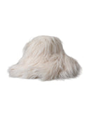 Off White Acrylic Fur Womens Bucket Hat