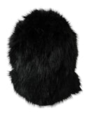 Black Faux Fur Whole Head Wrap Hat