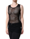 Black Mesh See Through Sleeveless Tank Top