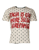 Dolce & Gabbana Beige Graphic Print Polka Dot Cotton T-shirt