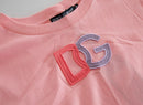 Dolce & Gabbana Pink Cotton Dg Logo Crew Neck Tank T-shirt