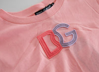 Dolce & Gabbana Pink Cotton Dg Logo Crew Neck Tank T-shirt