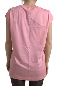 Dolce & Gabbana Pink Cotton Dg Logo Crew Neck Tank T-shirt