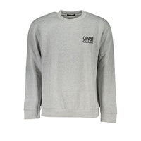 Cavalli Class Chic Gray Embroidered Sweatshirt