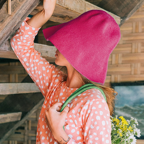 BLOOM Crochet Hat In Hot Pink