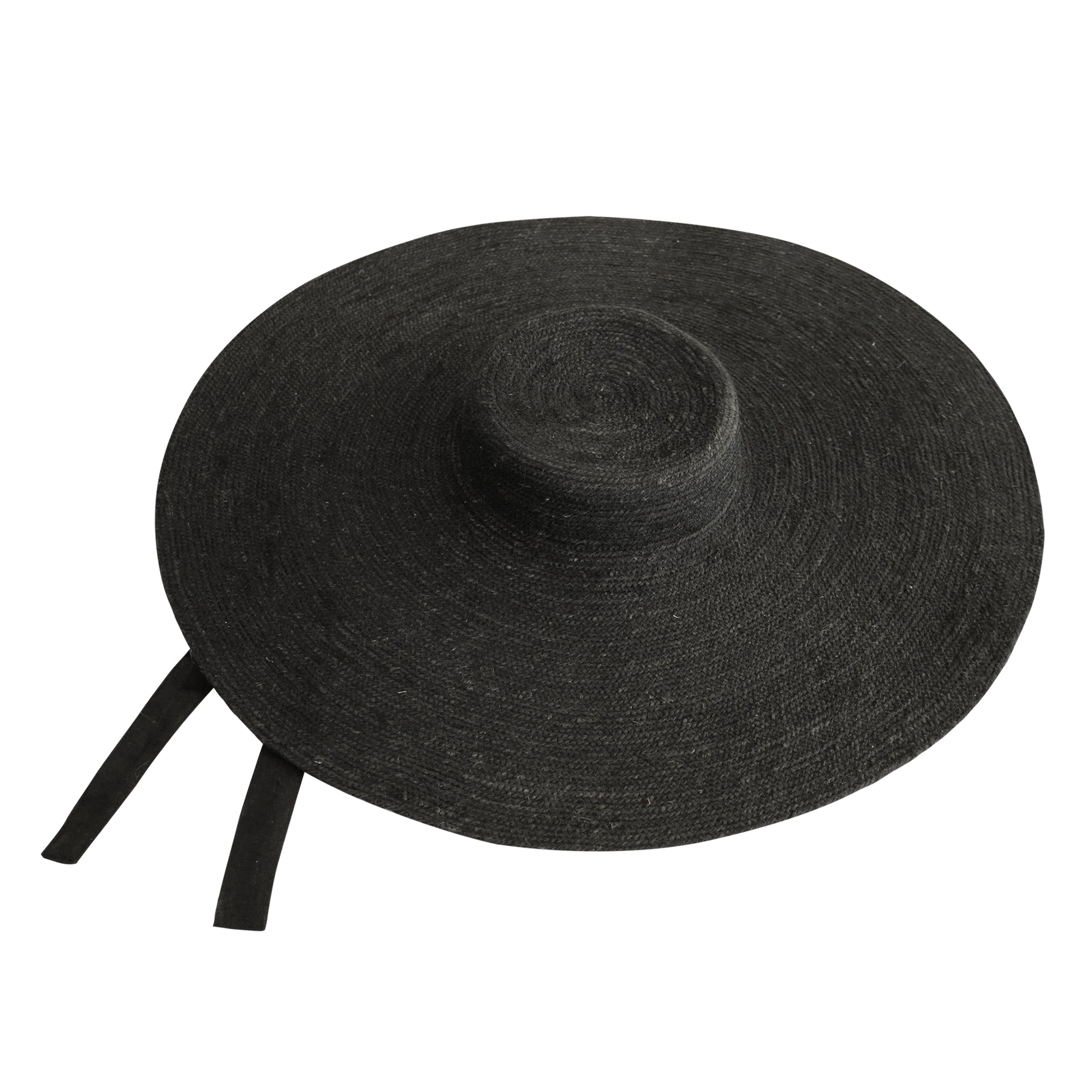 LOLA Wide Brim Jute Straw Hat In Black