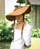 LOLA Wide Brim Jute Straw Hat In Havana Brown