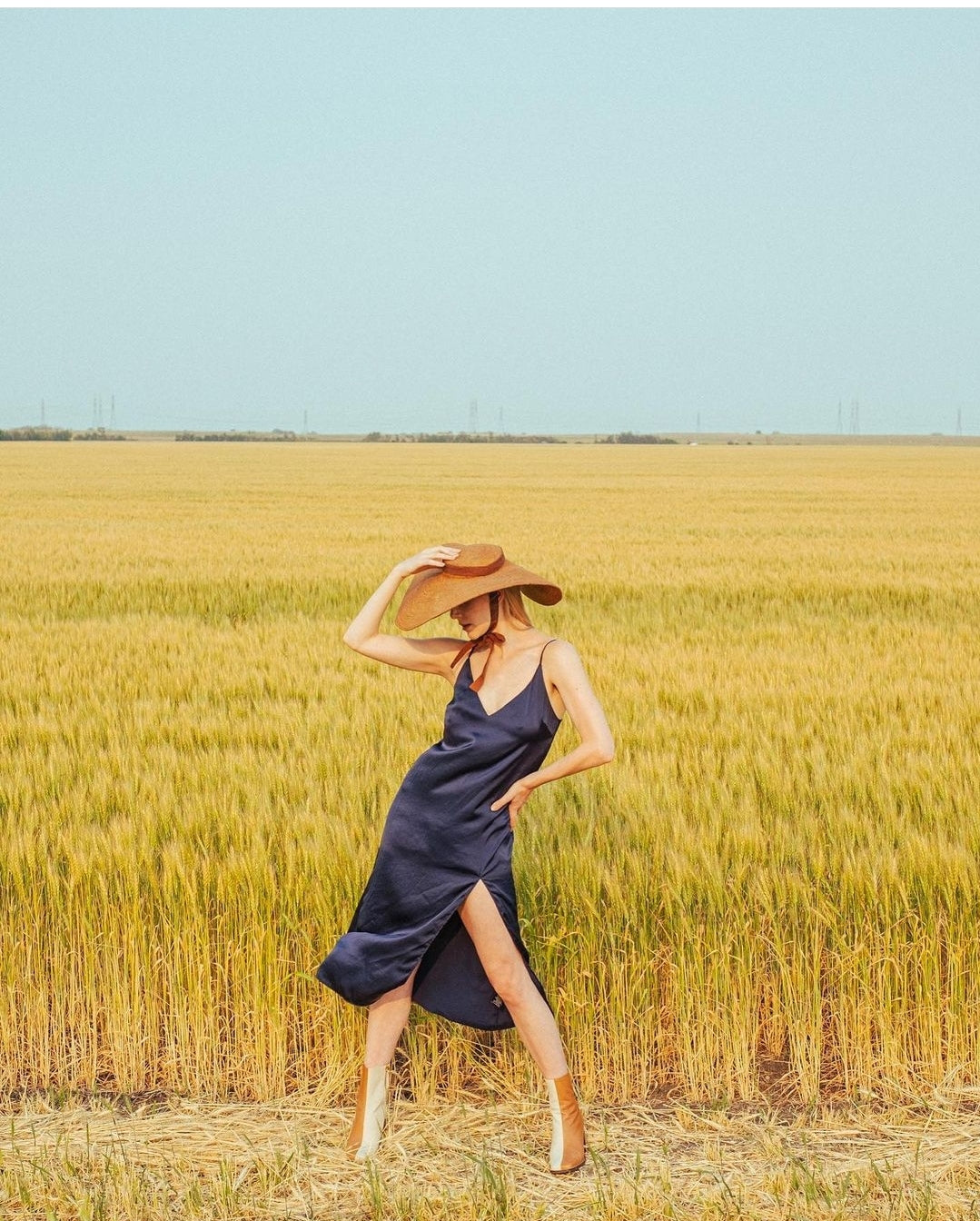 LOLA Wide Brim Jute Straw Hat In Havana Brown