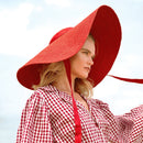 LOLA Wide Brim Jute Straw Hat In Red by BrunnaCo