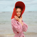 LOLA Wide Brim Jute Straw Hat In Red by BrunnaCo