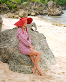 LOLA Wide Brim Jute Straw Hat In Red by BrunnaCo