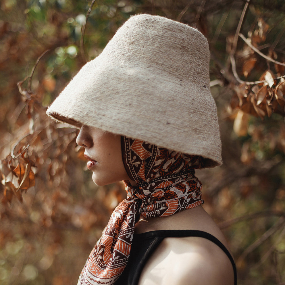 NAOMI Jute Clochet Straw Hat in Nude Beige