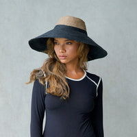 RIRI Duo Jute Handwoven Straw Hat In Natural & Black