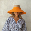 RIRI Duo Jute Handwoven Straw Hat In Tangerine Orange