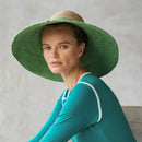 RIRI Duo Jute Handwoven Straw Hat In Natural & Kelly Green by BrunnaCo