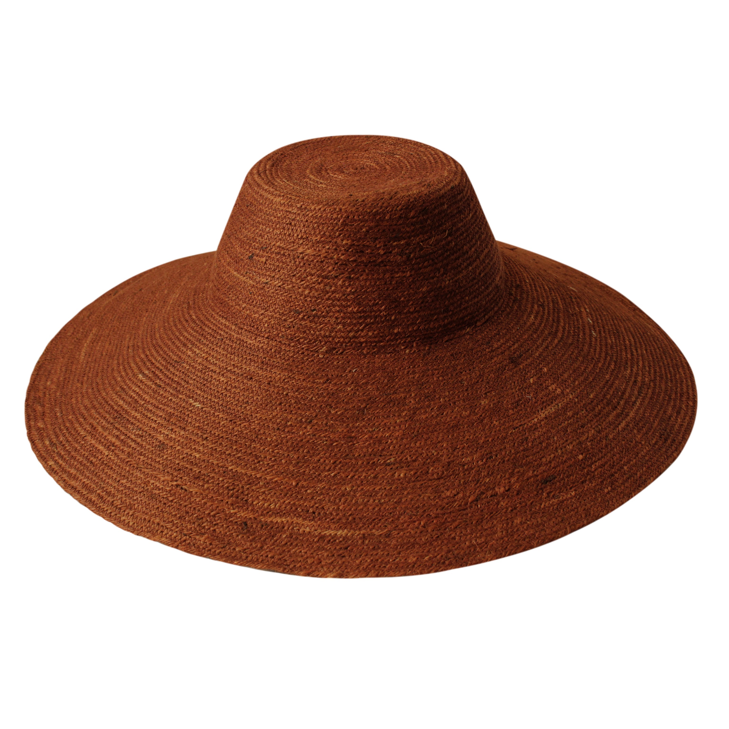 RIRI Jute Handwoven Straw Hat In Burnt Sienna