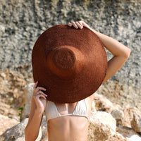 RIRI Jute Handwoven Straw Hat In Burnt Sienna