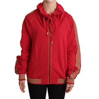 Radiant Red Cotton Full Zip Hooded Jacket