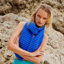 WAFFLE Crochet Scarf in Savoy Blue