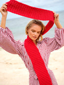 WAFFLE Crochet Scarf in Red